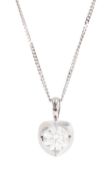 18ct white gold single stone round brilliant cut diamond pendant