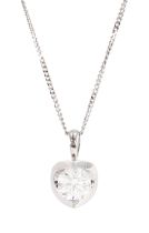 18ct white gold single stone round brilliant cut diamond pendant