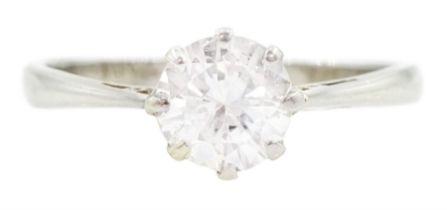 White gold single stone round brilliant cut diamond ring stamped 18ct Plat