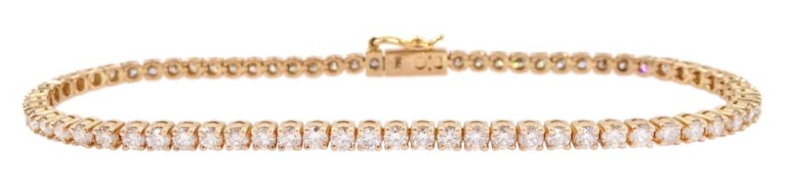 18ct rose gold round brilliant cut diamond line bracelet