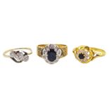 18ct gold sapphire and diamond cluster ring