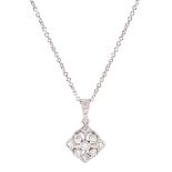 18ct white gold milgrain set round brilliant cut diamond openwork pendant