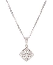 18ct white gold milgrain set round brilliant cut diamond openwork pendant