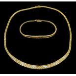 9ct gold tri-coloured fancy link necklace and similar 9ct gold bracelet