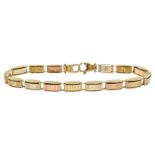 9ct gold tri-coloured Roman numeral bracelet