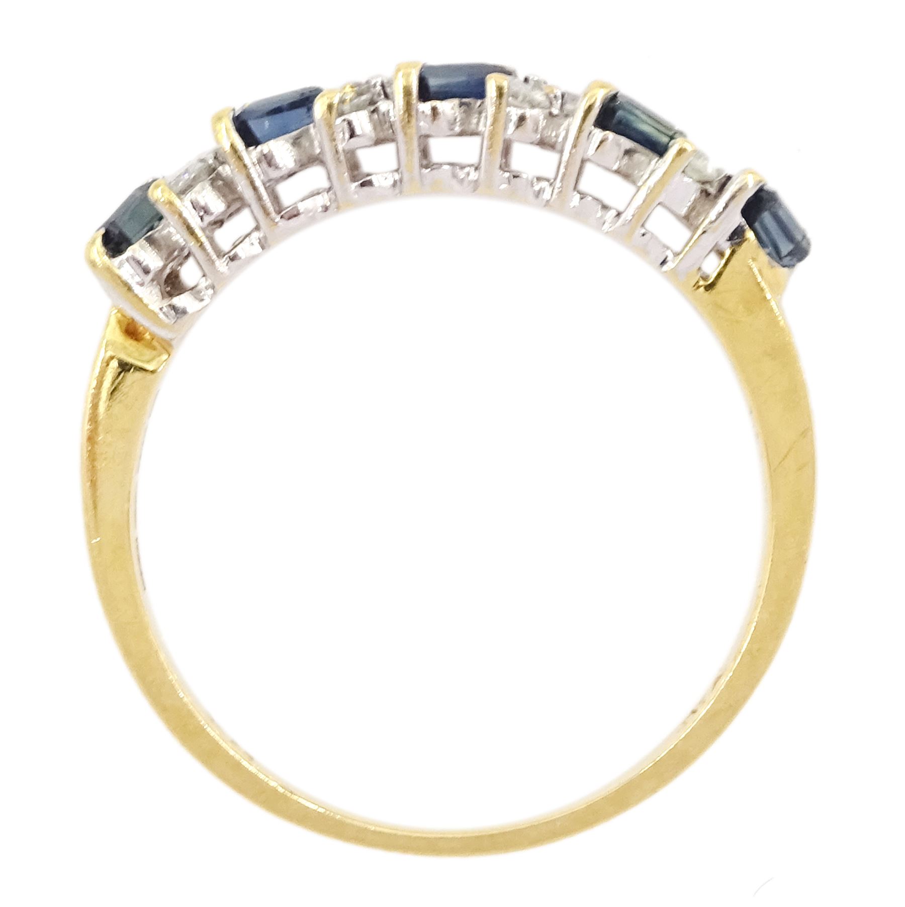 18ct gold baguette cut sapphire and round brilliant cut diamond ring - Image 4 of 4