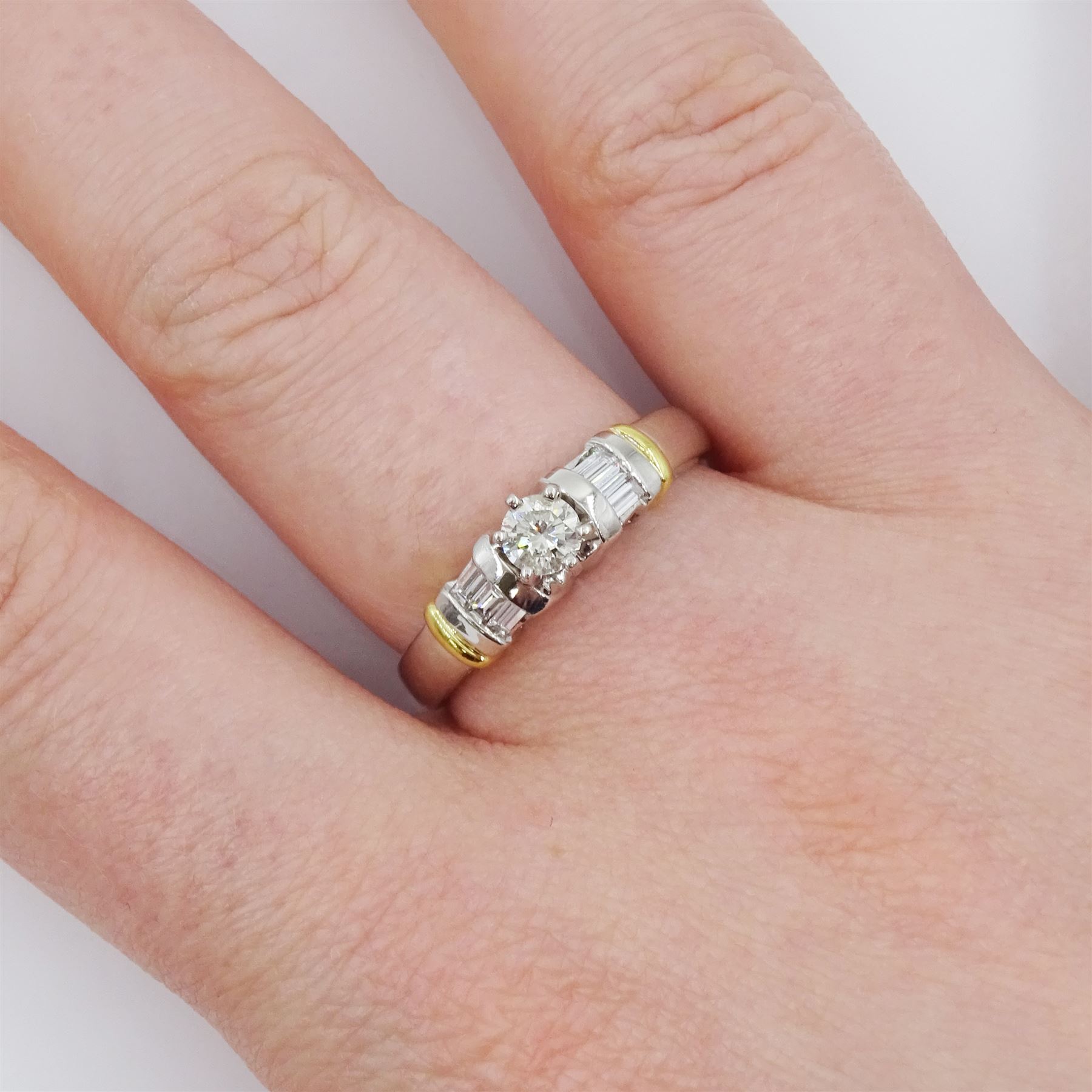 Platinum and 18ct gold single stone round brilliant cut diamond ring - Image 2 of 4
