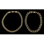 Two 9ct gold curb link chain bracelets