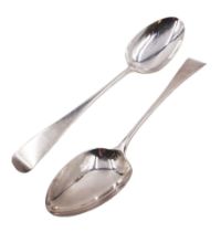 Pair of George III silver Hanoverian pattern table spoons