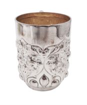 Late Victorian silver christening mug