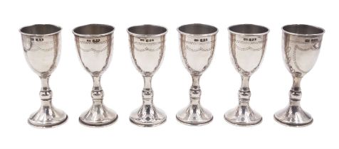 Set of six 1920s silver Kiddush cups