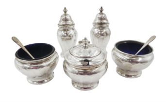 1930s five piece silver cruet set