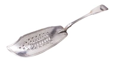 George IV Irish silver Fiddle pattern fish slice