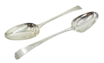 Pair of George III silver Hanoverian pattern spoons