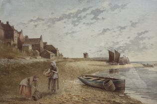 Kate E Booth (British fl.1850-1898): 'An Old Fishing Village'