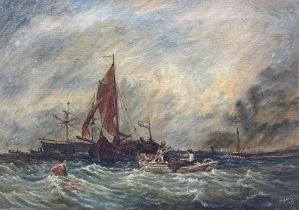 W A Cave (British 19th/20th Century): Sailing out at Dusk