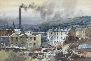 George Busby (British 1926-2005): 'Cold Light' - Mill Town Landscape