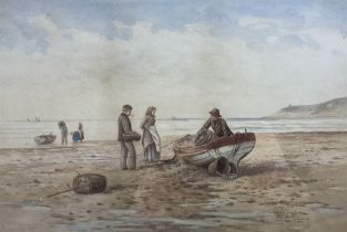Kate E Booth (British fl.1850-1898): 'On the Shore - Low Tide'
