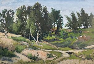 David Thomas Robertson (Northern British 1879-1952): Upland Wooded Landscape