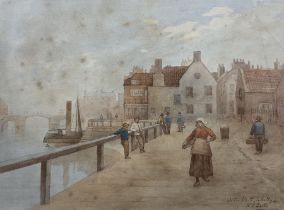 Kate E Booth (British fl. 1850-1898): 'On the Staith - Whitby'