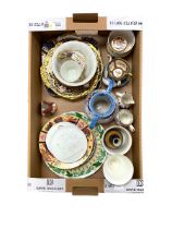 Assorted ceramics to include pair of Royal Copenhagen white bisque plaques decorated with classical