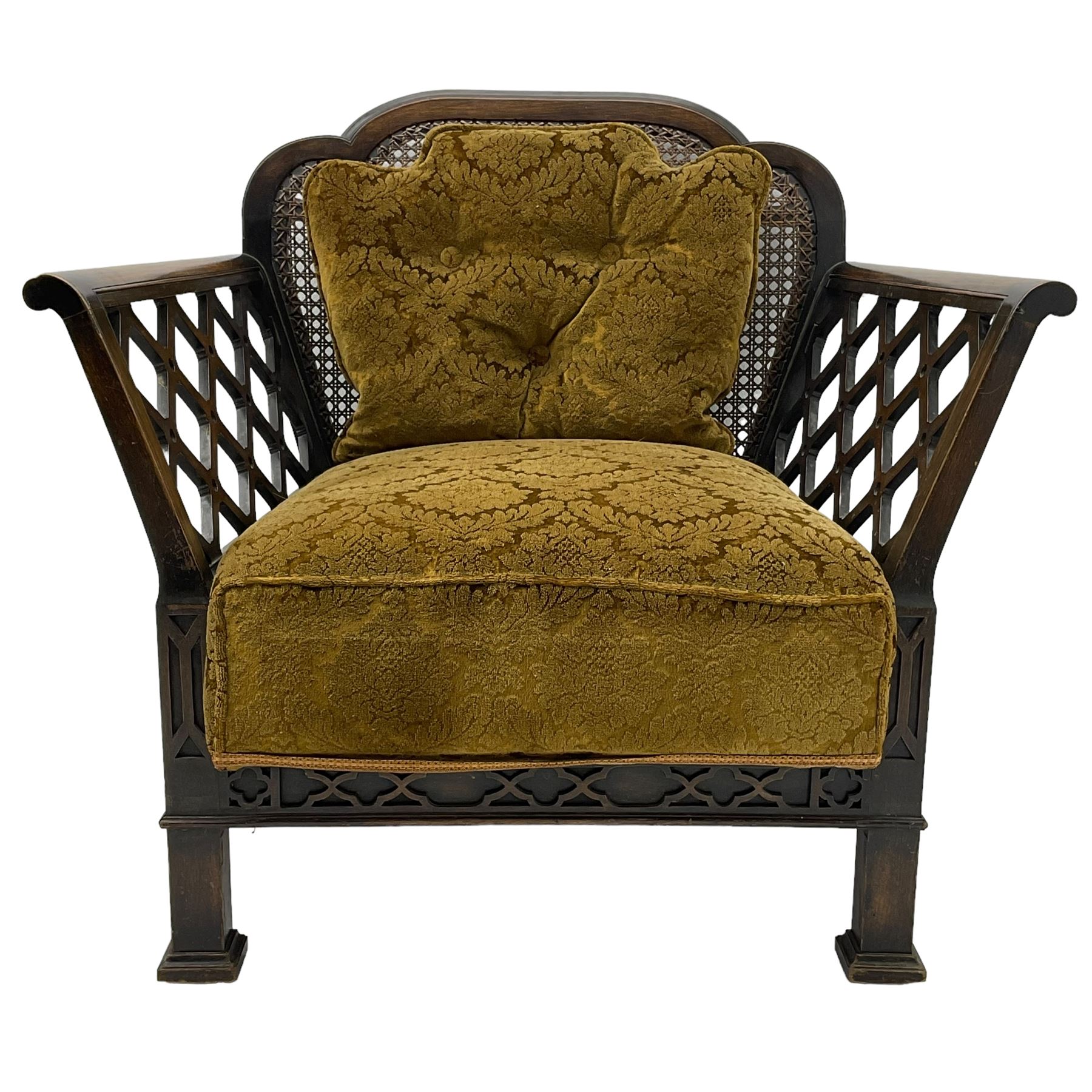 Early 20th century three-piece bergère suite - three seat sofa (W177cm - Image 10 of 21