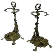 Pair of cast brass hallway umbrella or stick stands