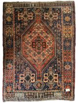 Persian Hamadan red and indigo ground rug