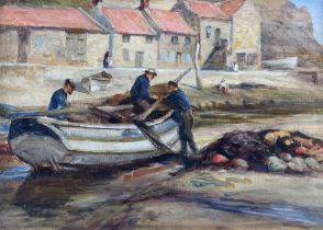 Robert Jobling (Staithes Group 1841-1923): Coble in Staithes Beck