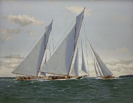 James Miller (British 1962-): 'Lulworth Britannia and White Heather II on the Solent 1926 - Britanni