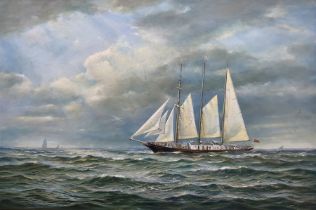 Brian Mays (British 1935-2023): 'Sir Winston Churchill' - Study of a Three Masted Topsail Schooner