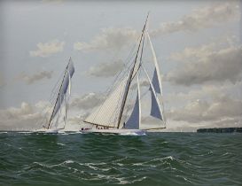 James Miller (British 1962-): 'Tuiga Leads Mariquita - Cowes Classics Week 2010'