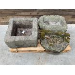 19th century square stone trough