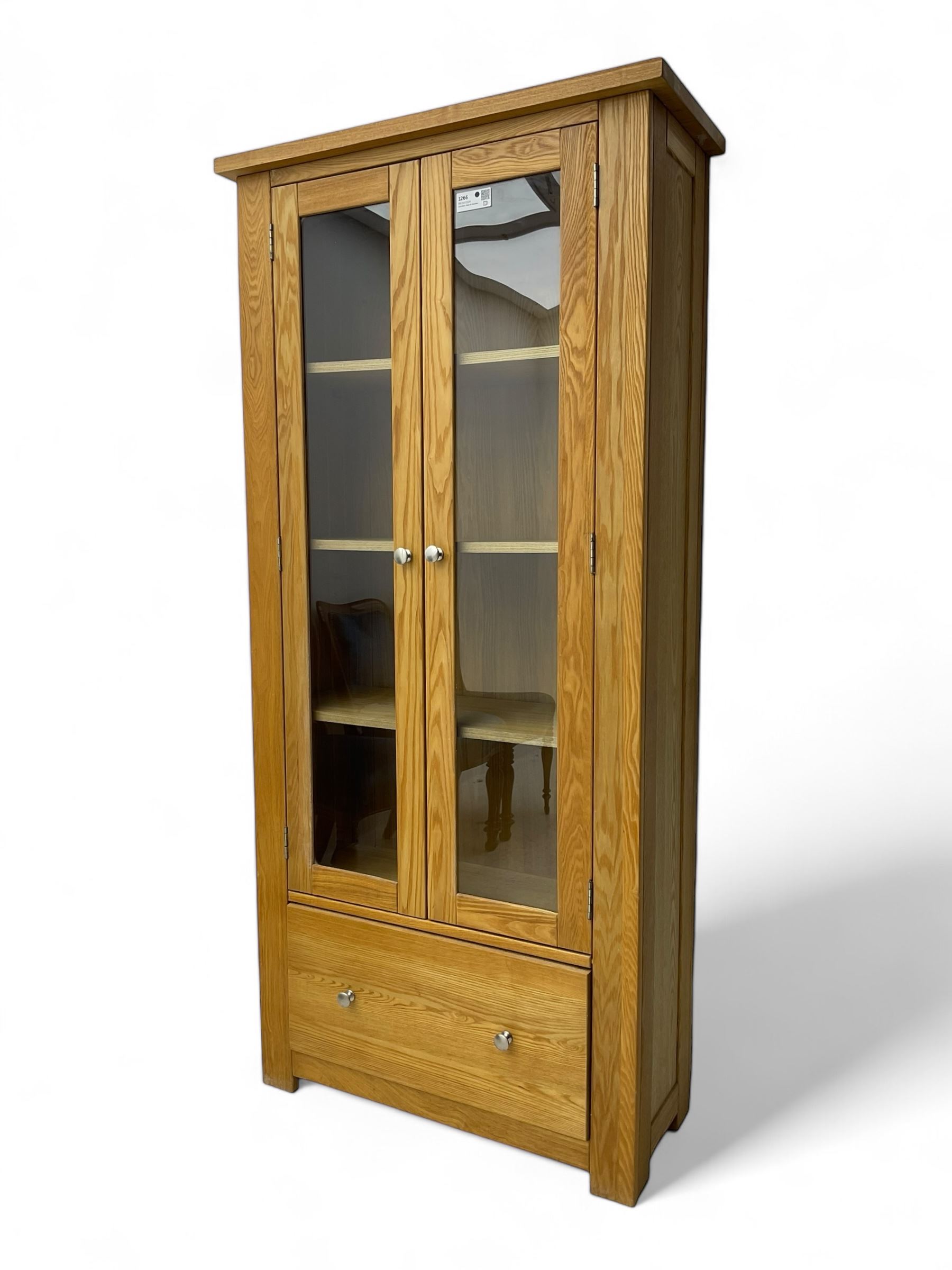 Light oak bookcase display cabinet