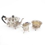 Early 20th century silver three piece tea service