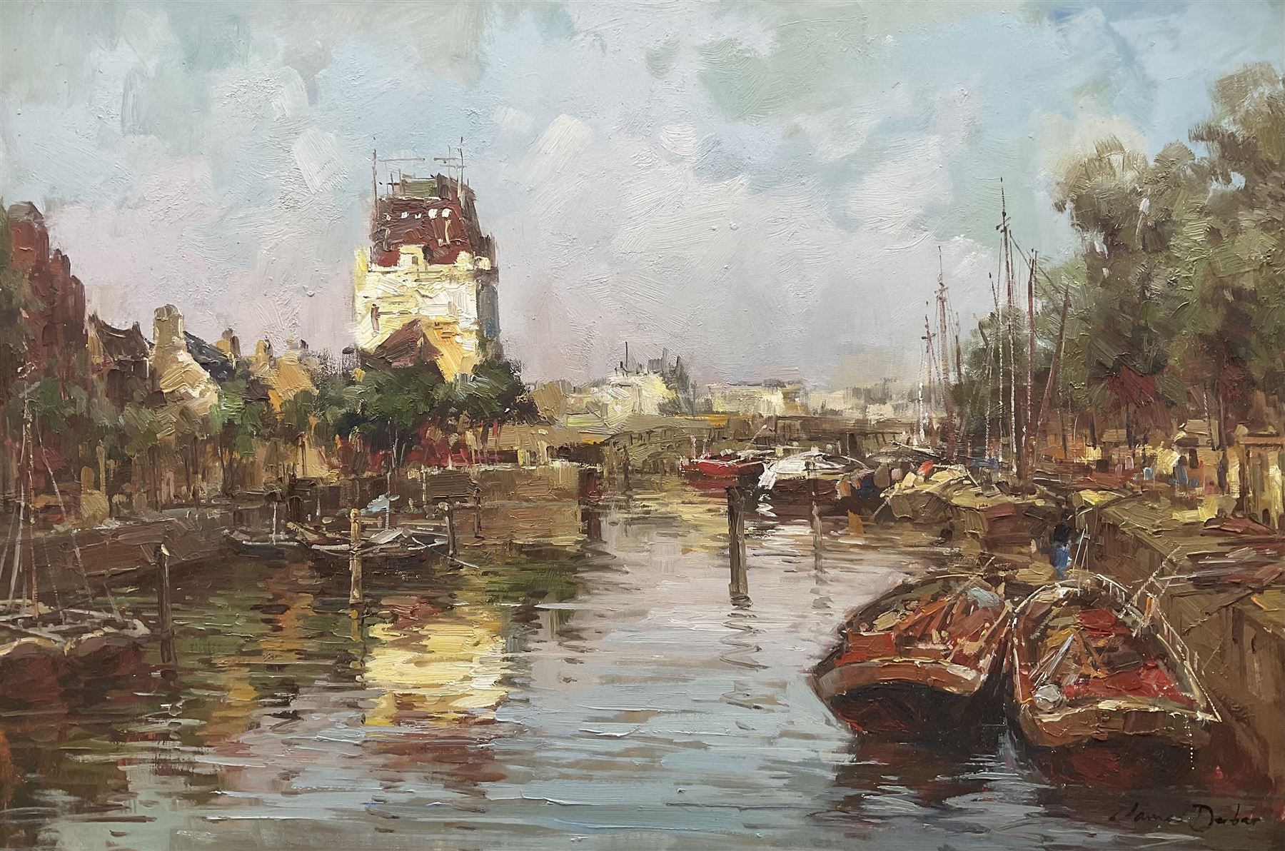 James Derbar (Continental 20th Century): 'Rotterdam Old Harbour'