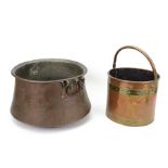 Large twin handled copper cauldron