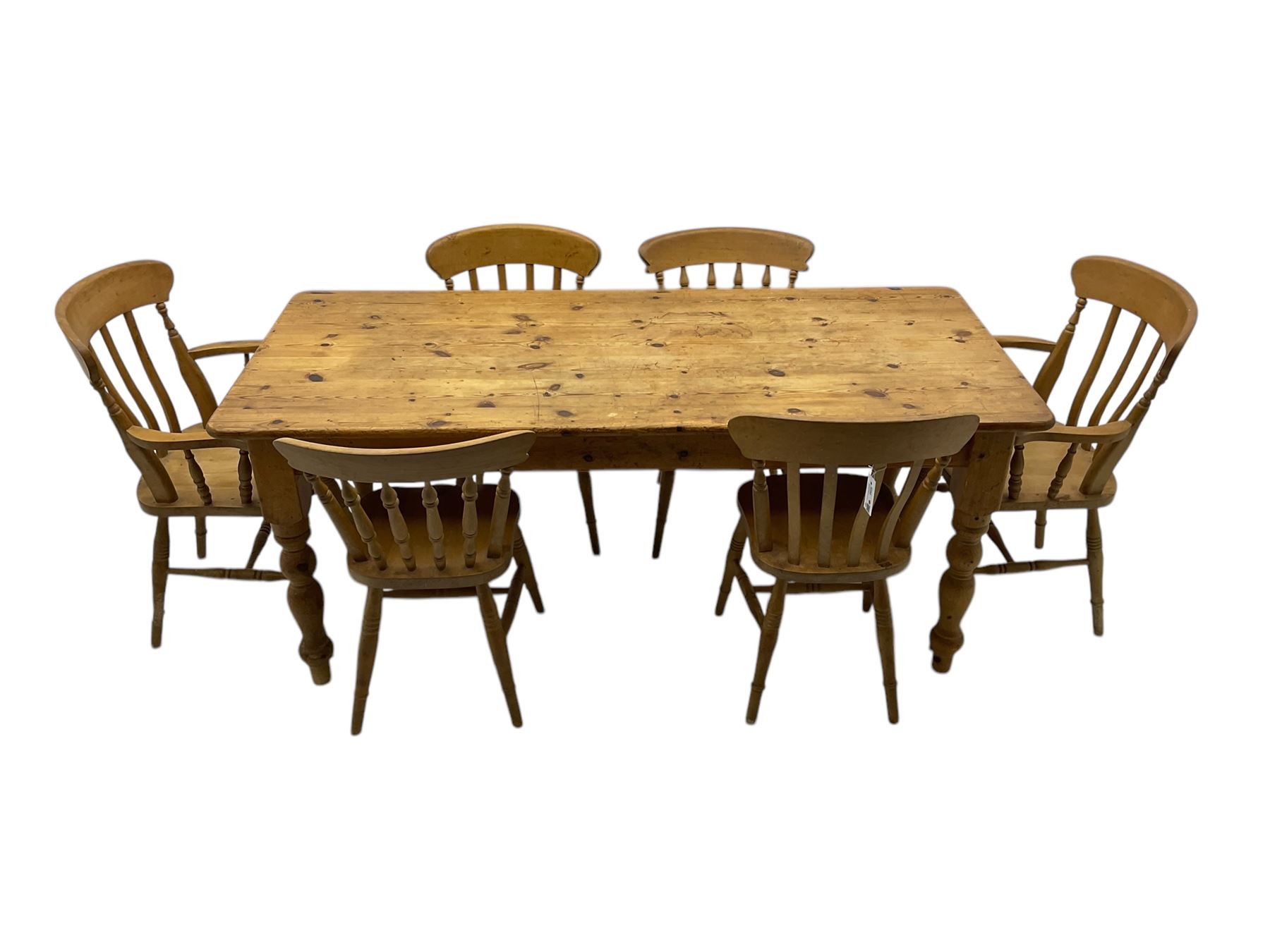 Pine farmhouse dining table - Image 7 of 9