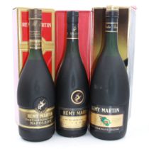 Three bottles Remy Martin champagne cognac