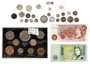 GB and World silver coins and banknotes etc