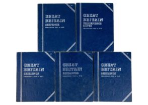 GB pre 1920 and pre 1947 silver and later coins collections in five Whitman folders