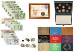 GB decimal proof coin sets plus various GB silver coinage including hammered coin