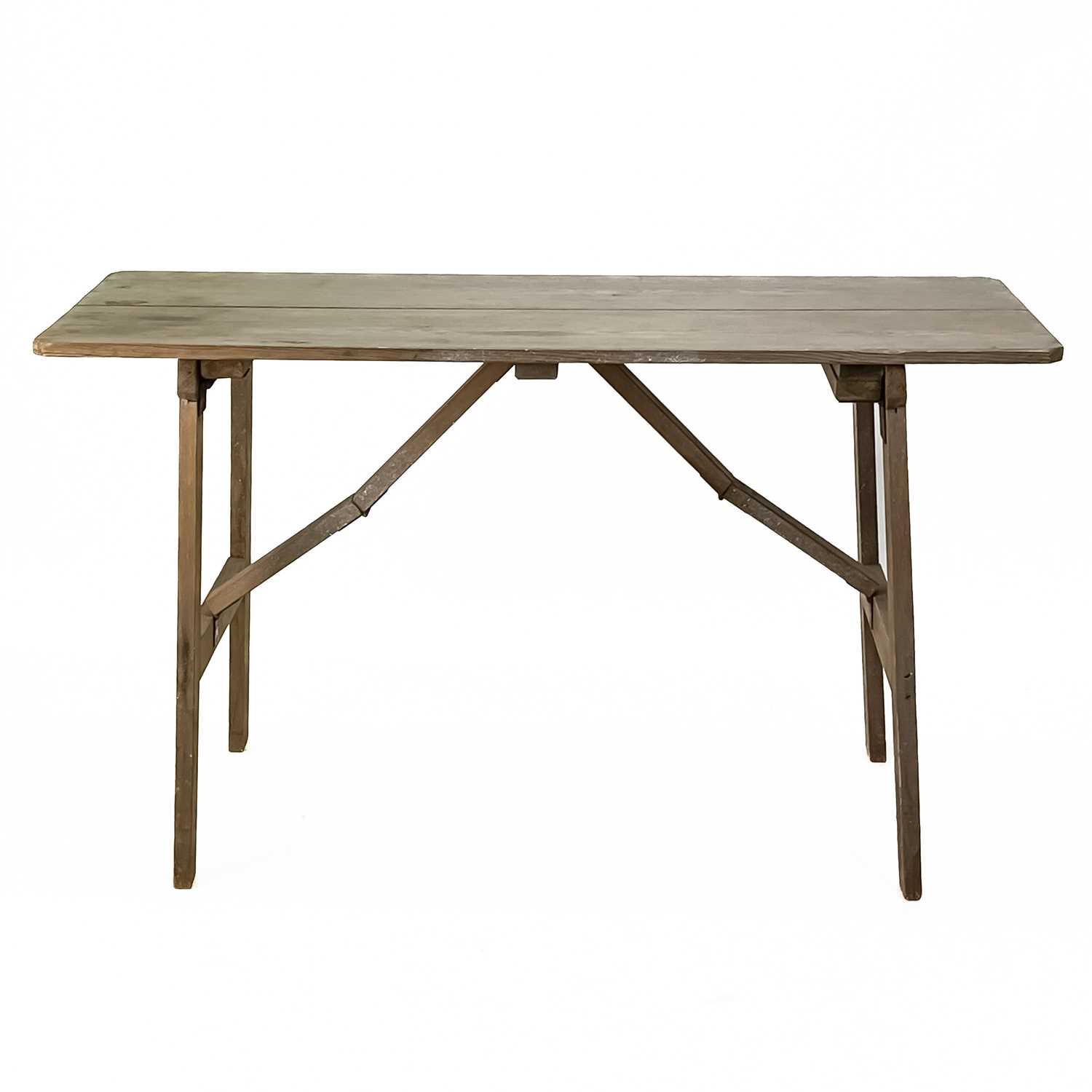 A folding pine trestle table, of diminutive proportions. - Image 2 of 4