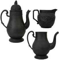 A late 18th century Wedgwood Black Basalt coffee pot and cover.