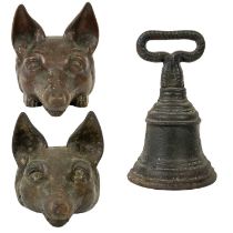 A Victorian cast iron fox mask door stop.