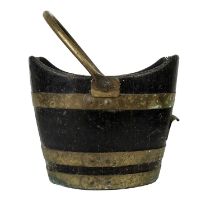 A 19th century brass bound coopered oak bucket.