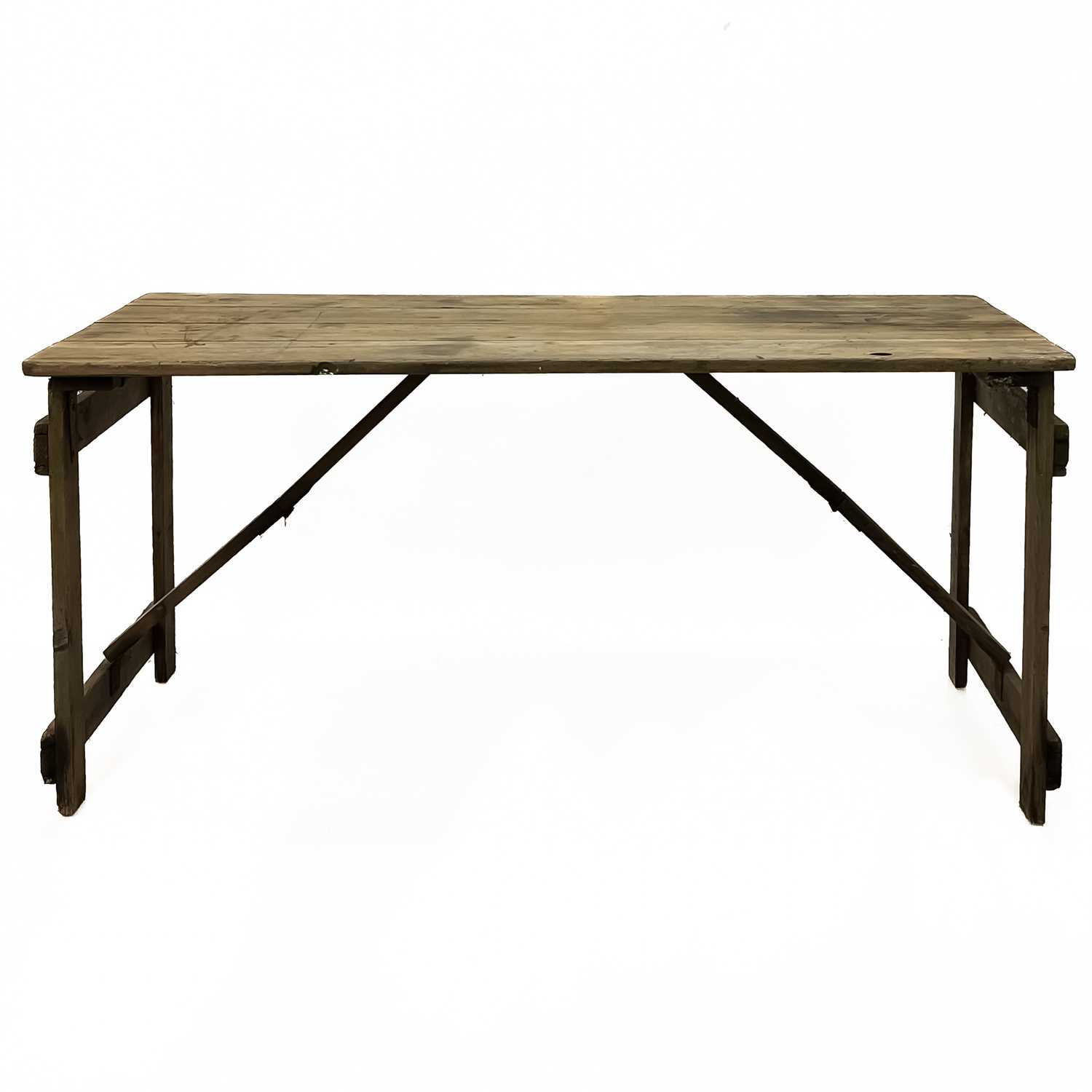 A pine folding trestle table. - Image 3 of 5