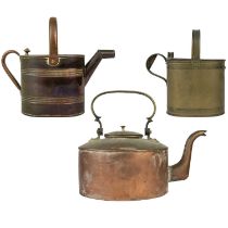 A large copper kettle.