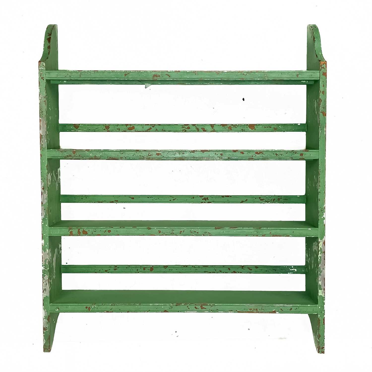 A Green painted Victorian kitchen wall plate rack. - Image 2 of 3