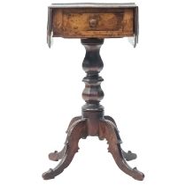 A William IV burr yew pedestal occasional table.